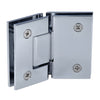 GEN045CH polished chrome square brass glass-to-glass shower hinge, self-centering 135 Geneva series