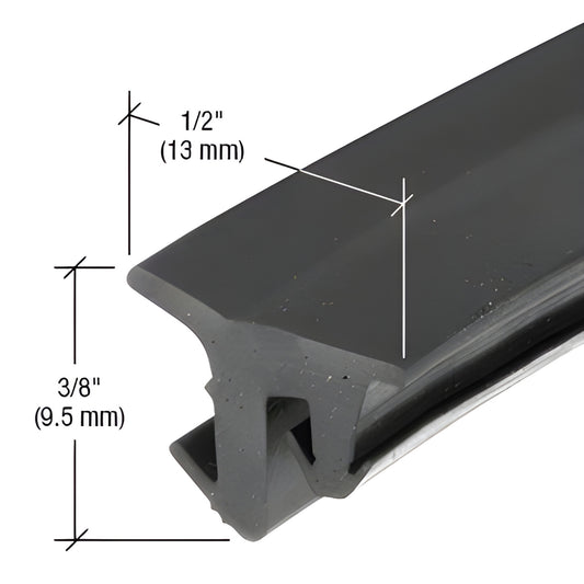 Black EPDM top-load glazing gasket profile (SKU NP238) for 3/8" (9.5mm) infills, shown with 1/2" and 3/8" dimensions.
