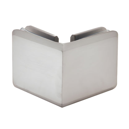 BGC90BCH brushed chrome 90 beveled glass-to-glass clamp, solid brass, for 3/8-1/2 in (10-12 mm) tempered glass