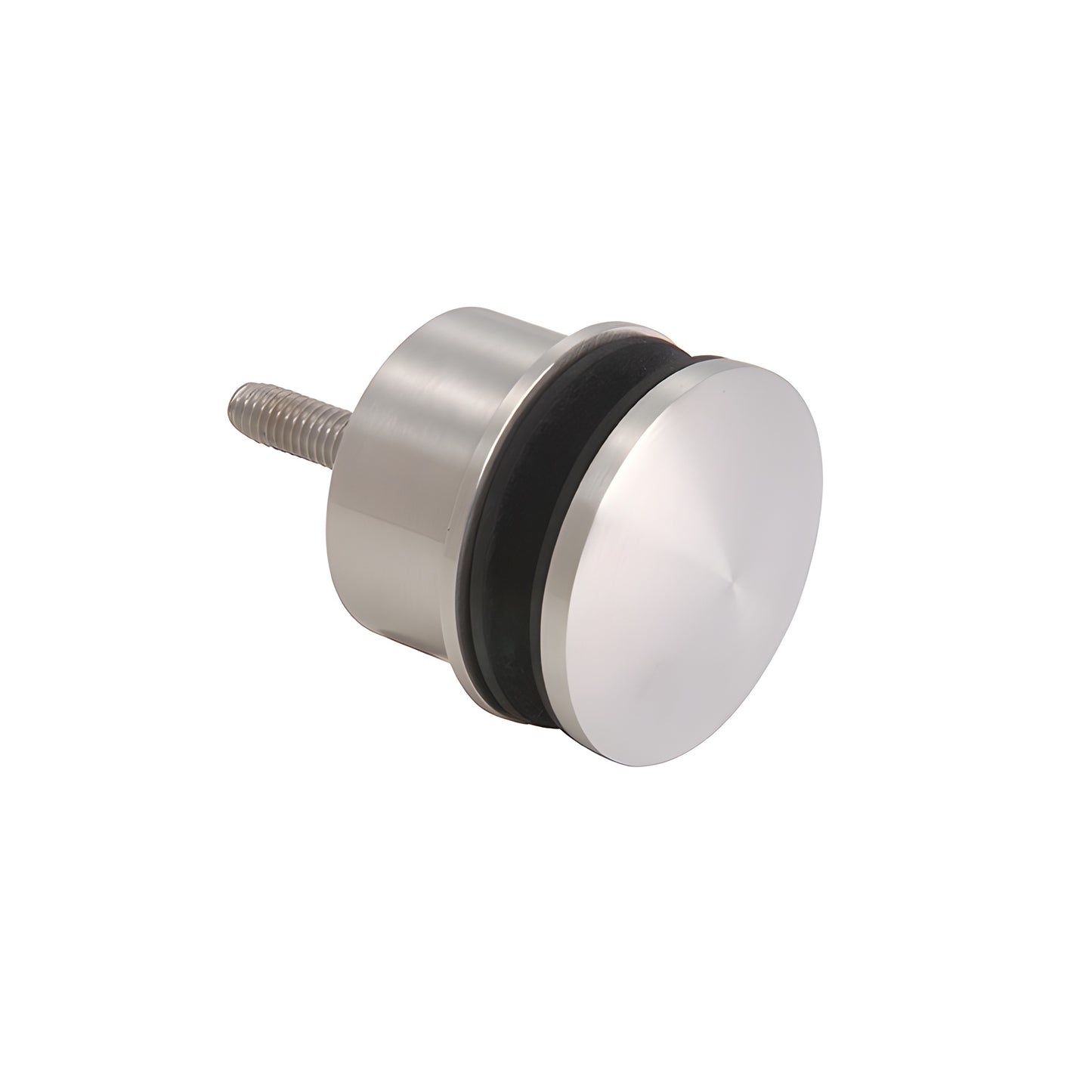 RS0B215BS brushed 316 stainless steel heavy-duty glass standoff, round face and mounting stud for railing systems.