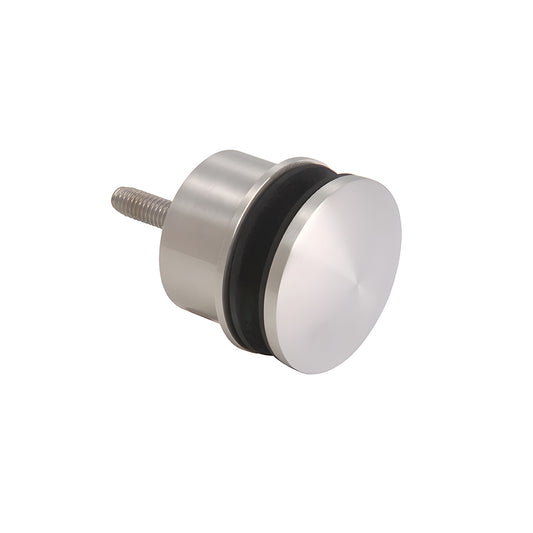 RS0B215BS brushed 316 stainless steel heavy-duty glass standoff, round face and mounting stud for railing systems.