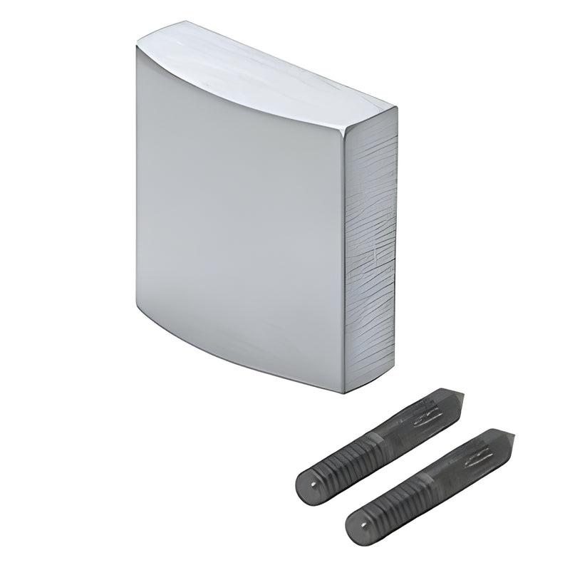 CRL Blumcraft aluminum decorative flat end cap (SKU 3243ECM), mill finish, 1/2" thick, shown with two mounting studs.