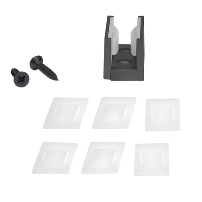 Matte black CRL2940MBL bottom guide with white adjustable nylon insert for 5/16-1/2 (8-12mm) sliding glass doors.