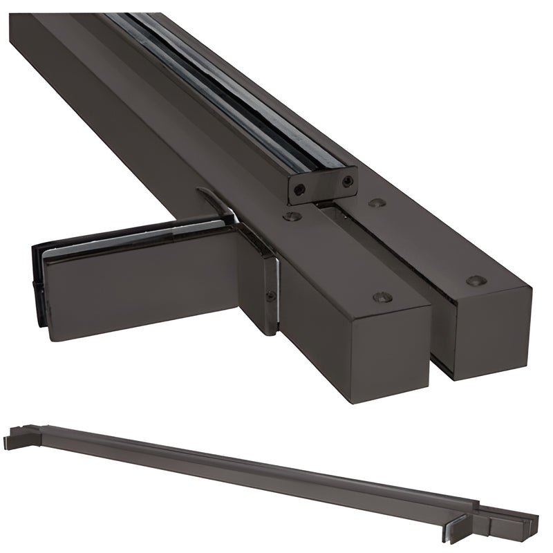 CRL floating header, black bronze anodized, 4" x 1-3/4" rigid aluminum header for frameless glass single door.