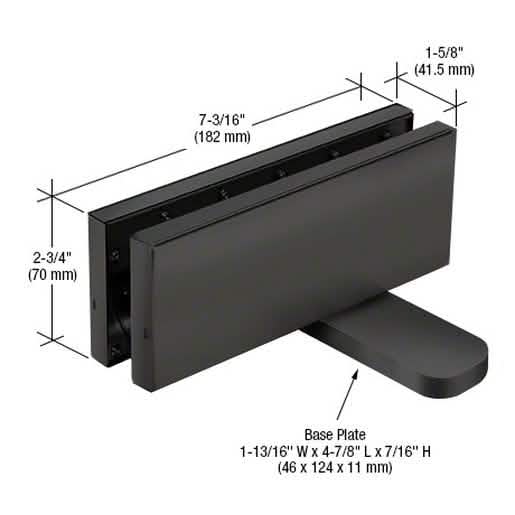 "Matte Black CRL Hydraulic Patch Fitting, 2-9/16" Setback - Sleek, Durable Glass Door Hard