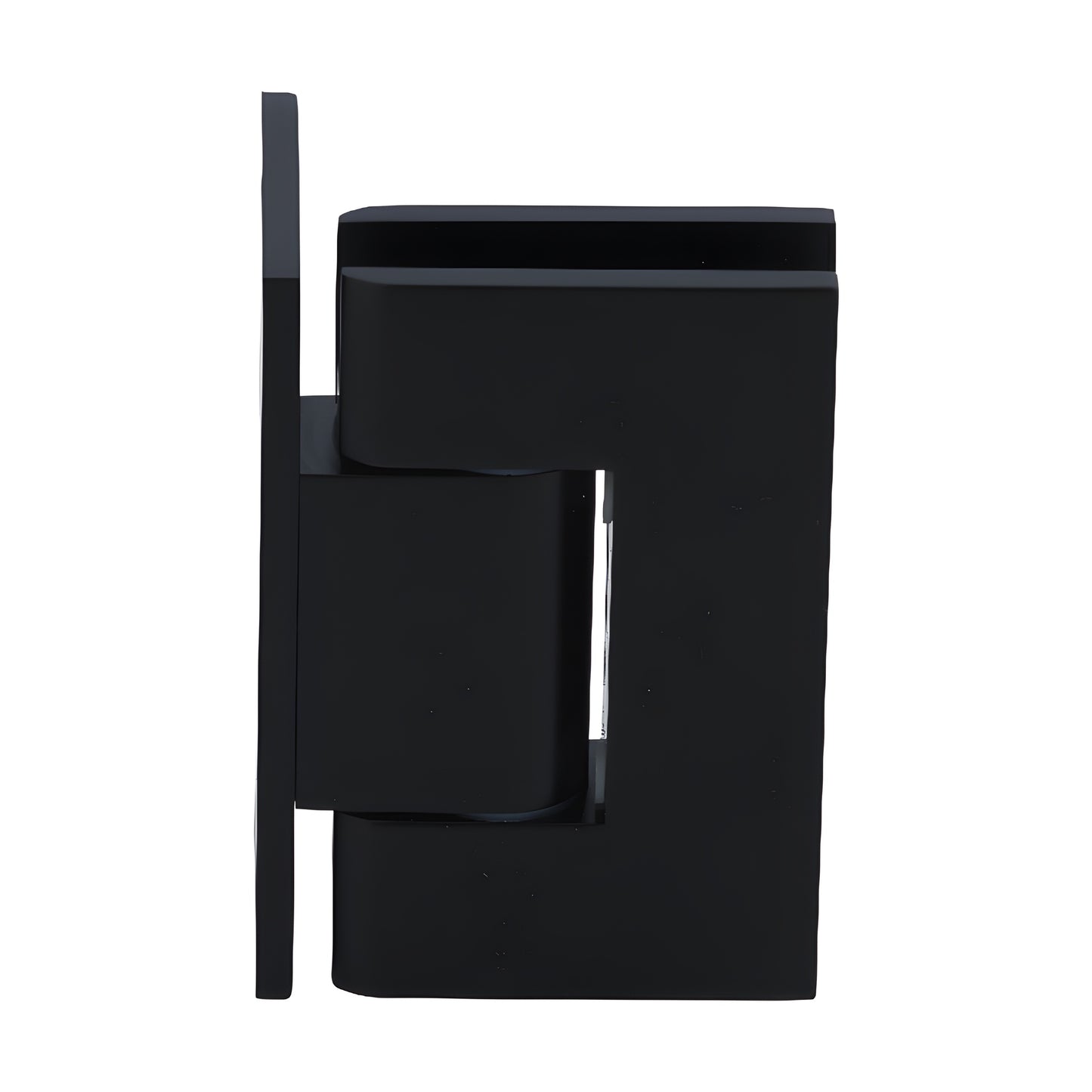 GEN344MBL Geneva adjustable matte black brass shower door hinge, square profile, fits 8-12mm glass