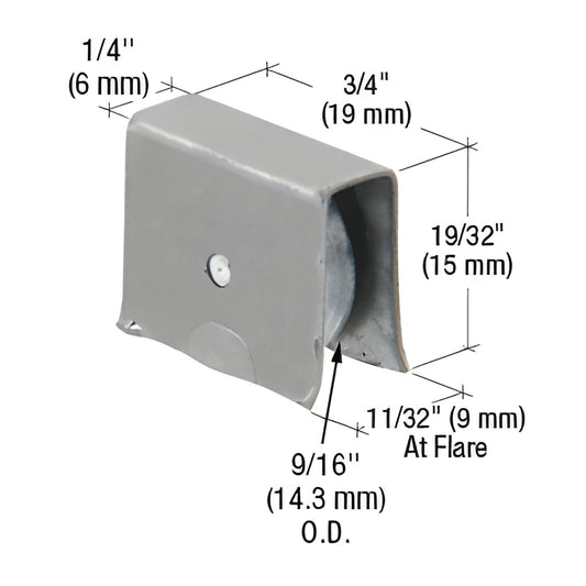 D5649 CRL stamped-steel ball-bearing roller assembly for 1/4" (6mm) glass panels, concave wheel, compact 3/4"x19/32" housing.