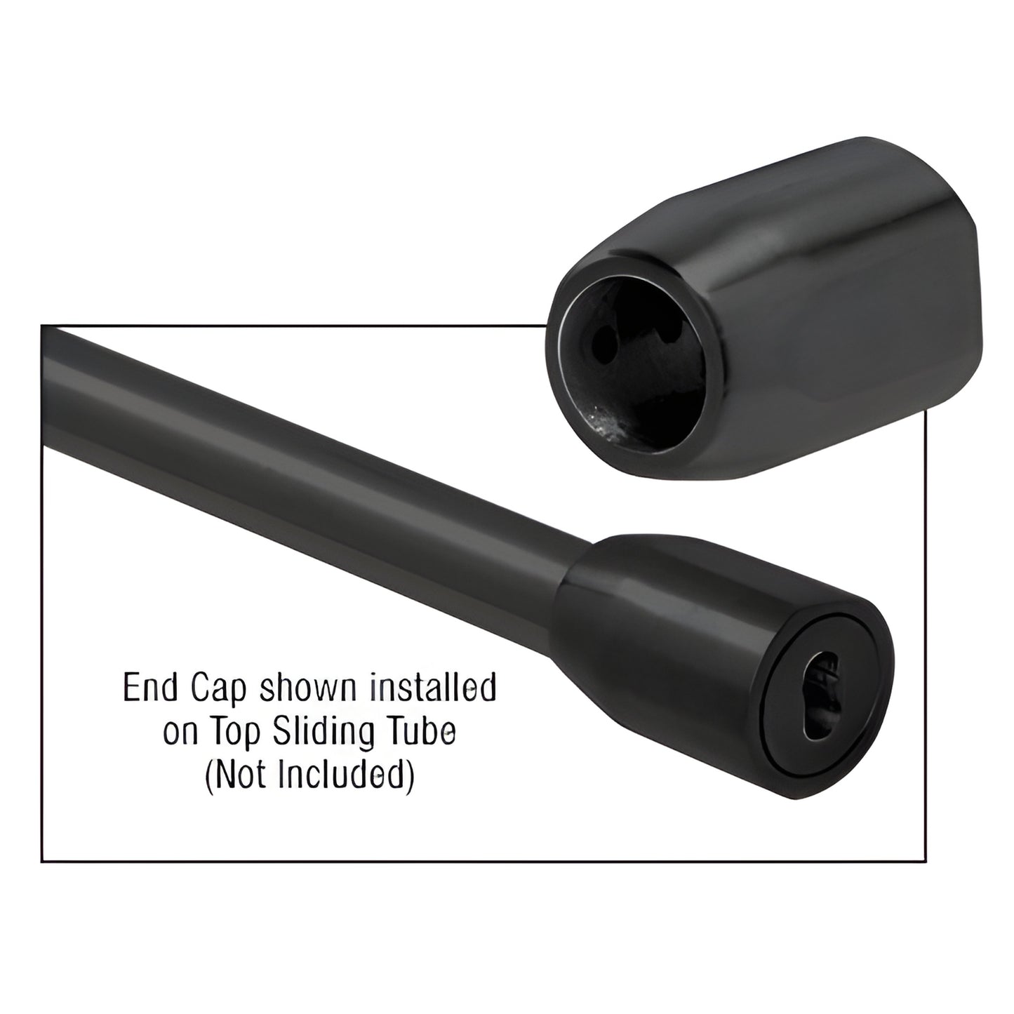 Matte black wall-mounted end cap for top sliding tube (LS106MBL)