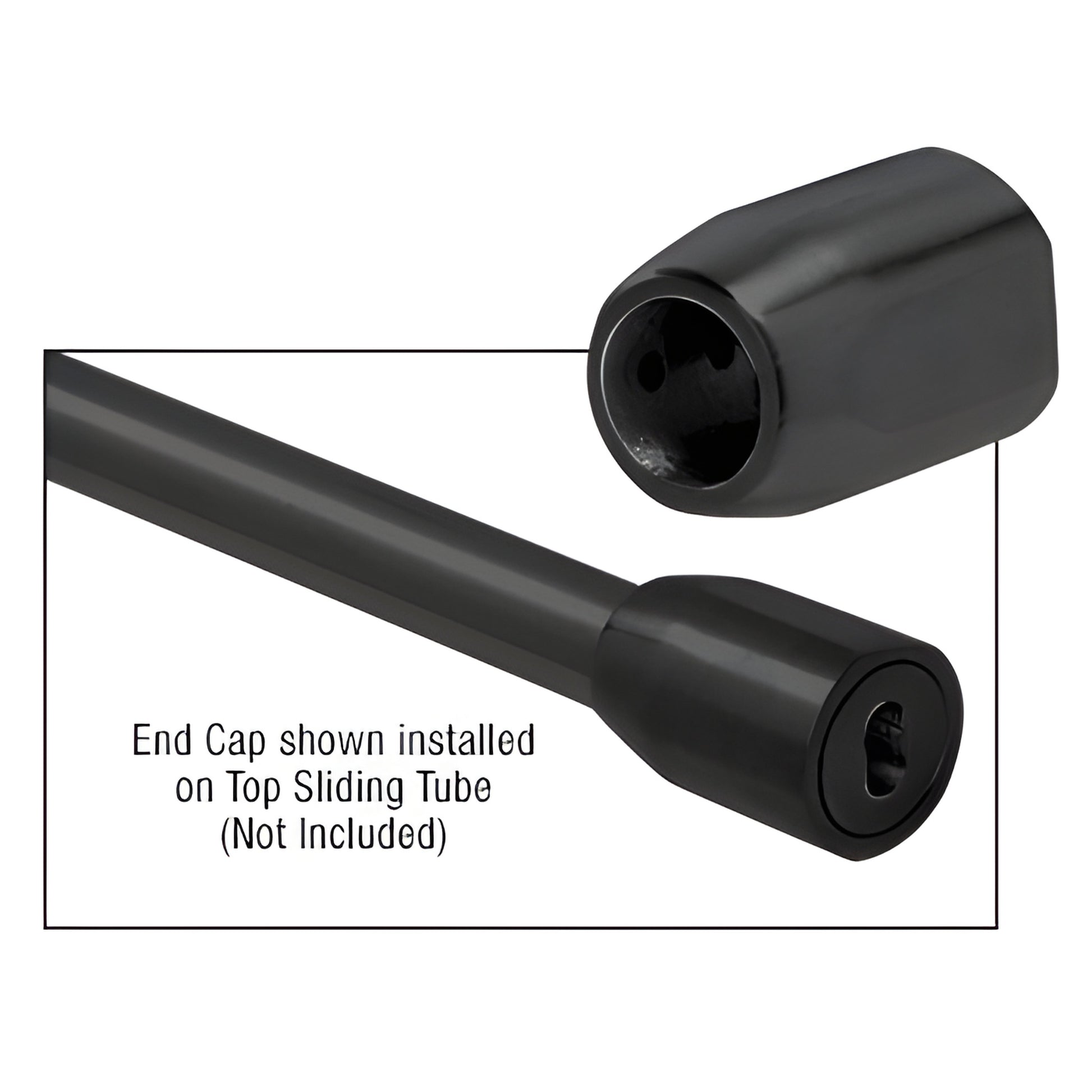 Matte black wall-mounted end cap for top sliding tube (LS106MBL)