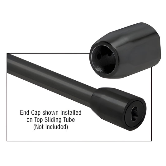 Matte black wall-mounted end cap for top sliding tube (LS106MBL)