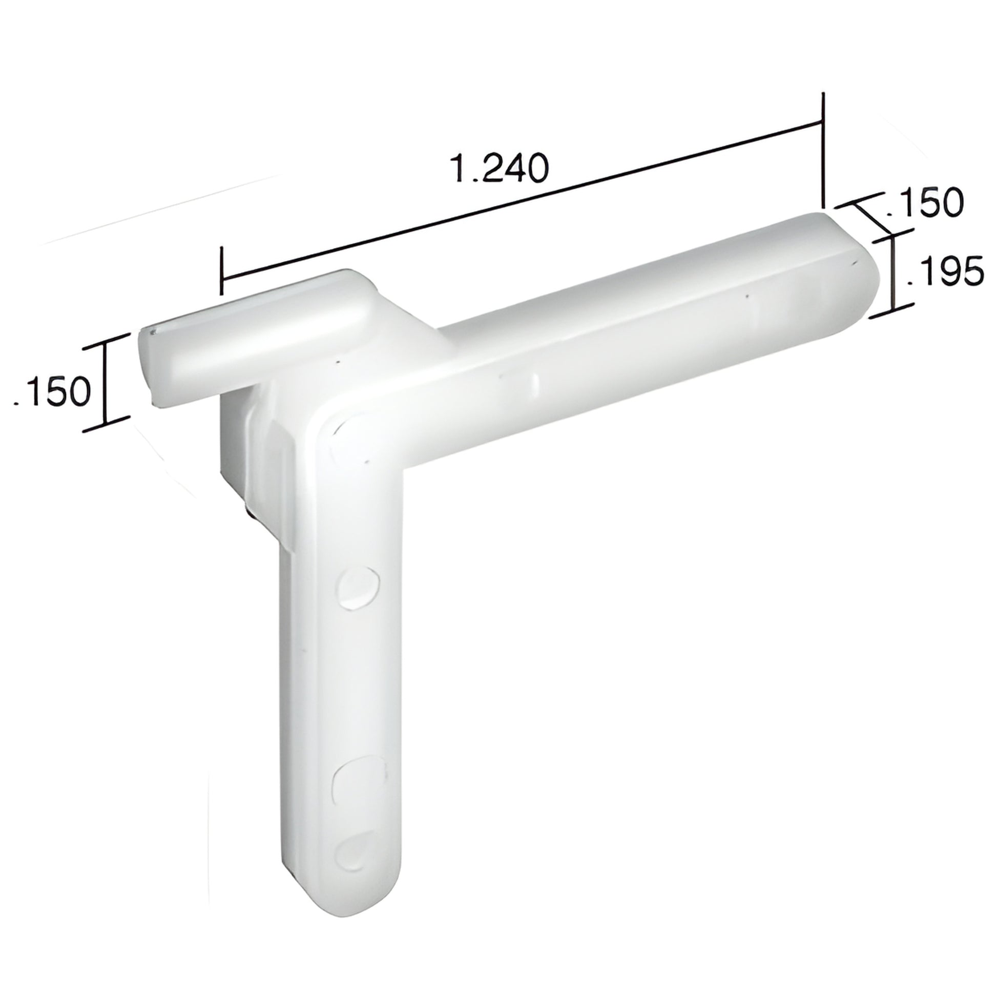 SK205B white molded nylon storm window swivel key - L-shaped corner key with projecting guide pin, 1.240" length