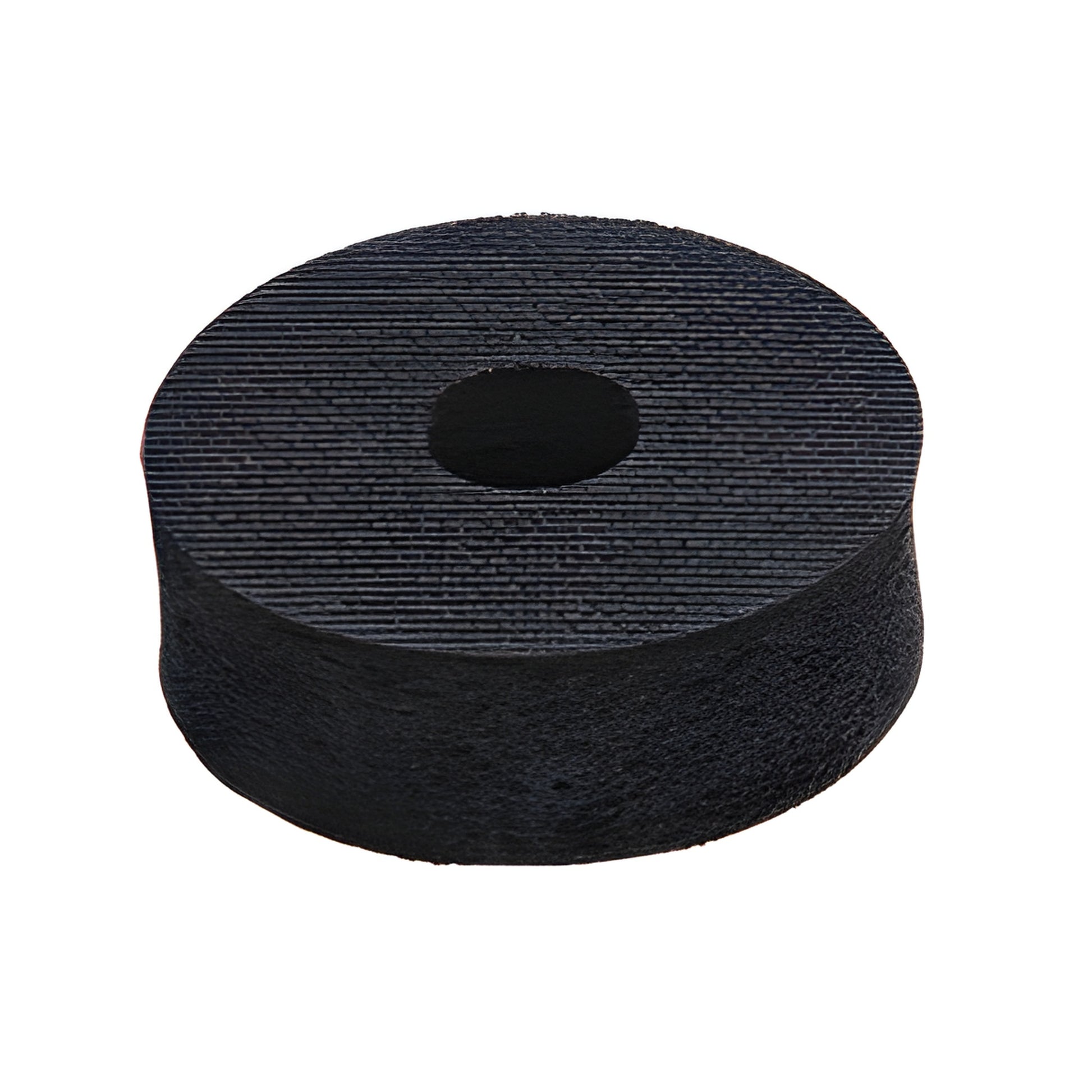 Black rubber donut for glass caddies, 3 in dia 7/8 in thick, center hole fits 1 in rod - SKU 14779