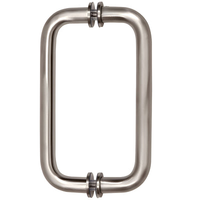 CRL Brushed Nickel 8" Back-to-Back Solid Brass 3/4" Diameter Pull Handles with Metal Washers