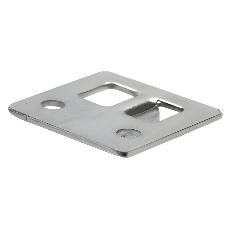KV211 AnoChrome steel center rest for KV heavy-duty shelf brackets - flat rectangular plate with square slots and screw holes
