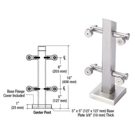 CRL 316 Brushed Stainless Center Post - Durable, Modern Design for Glass Installations
