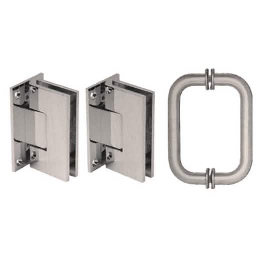 CRL Brushed Nickel Vienna Shower Pull and Hinge Set - Sleek, Modern Bathroom Hardware