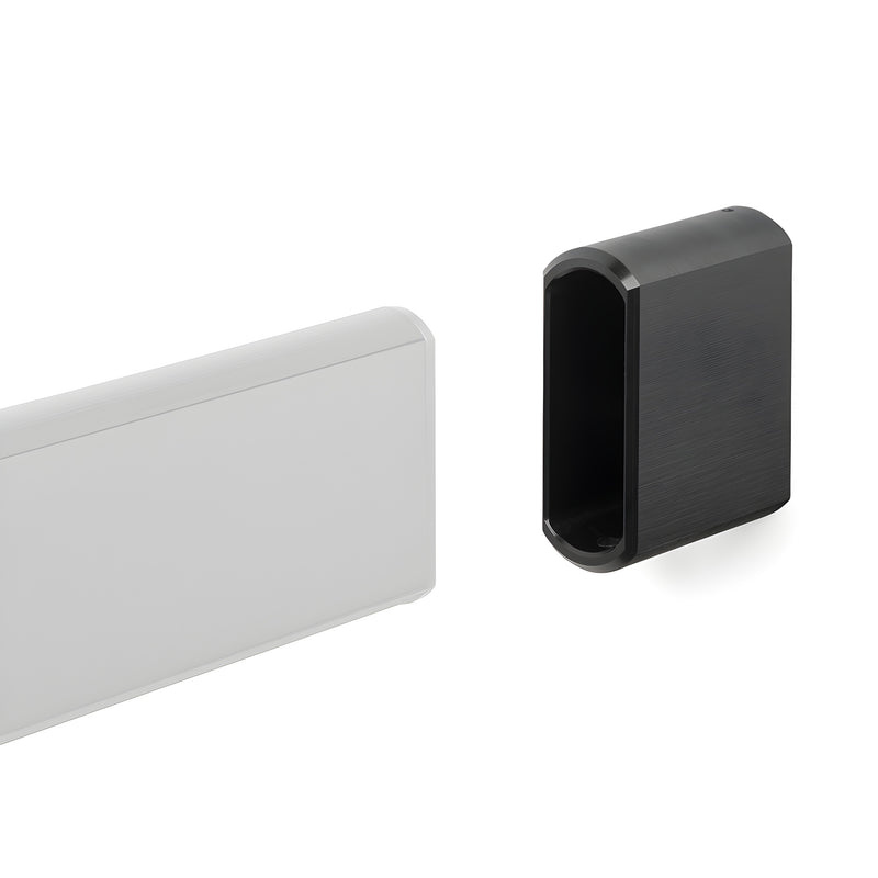 Latitude 34 black stainless end cap for glass sliding door track, set of two - SKU LAT34XMKGLSBLS
