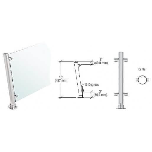 CRL Brushed Stainless 18" Slant Front Counter Post, 1-1/2" Round, PP46 Series