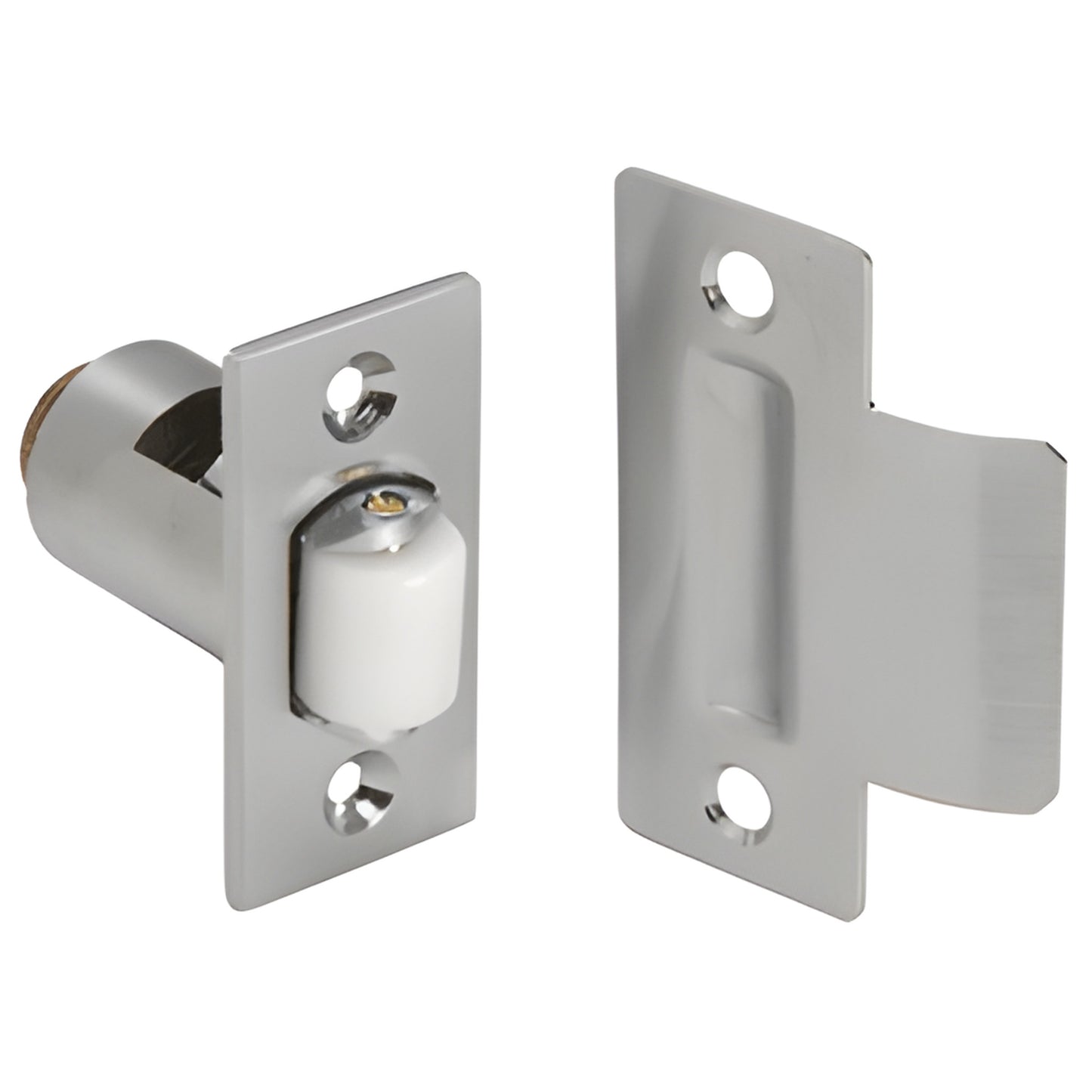 RL3226D satin chrome reversible roller deadlatch and strike set - two-piece door latch hardware