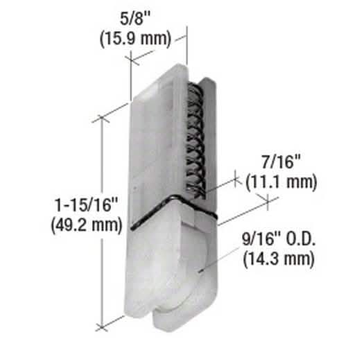 CRL 9/16" Nylon Sliding Screen Door Roller for Ador/HiLite Doors - Flat Edge Design