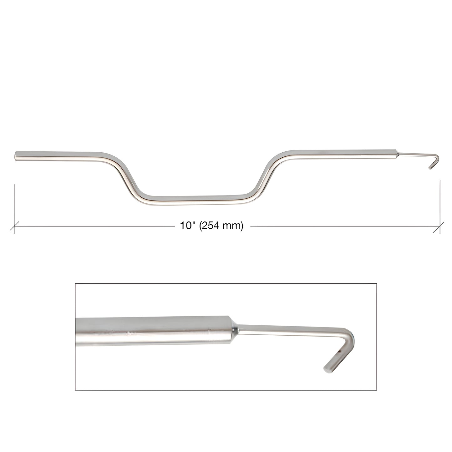 H3788 plated steel non-tilt spiral sash balance winding tool, 10 in long with wire hook end