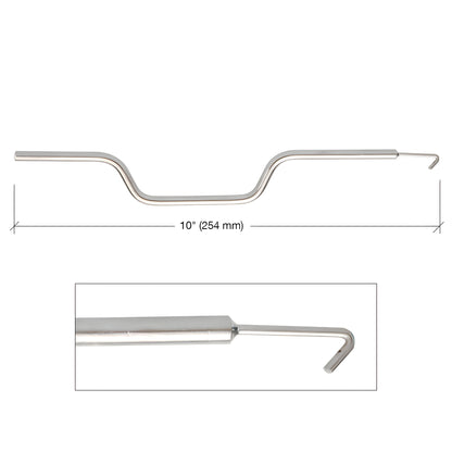 H3788 plated steel non-tilt spiral sash balance winding tool, 10 in long with wire hook end