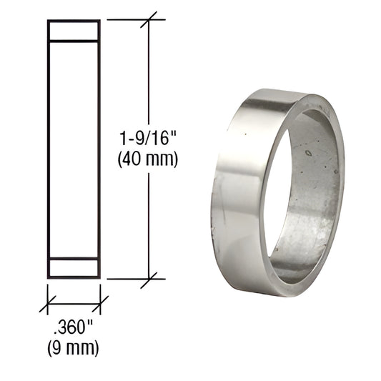 Polished stainless steel mortise cylinder depth adjustment ring (SKU DRA360PS), 1-9/16" .360" (40mm 9mm)