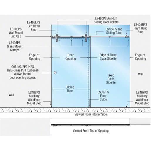 CRL 316 Polished Stainless Laguna Series Glass Sliding Door Kit - Sleek & Modern Design