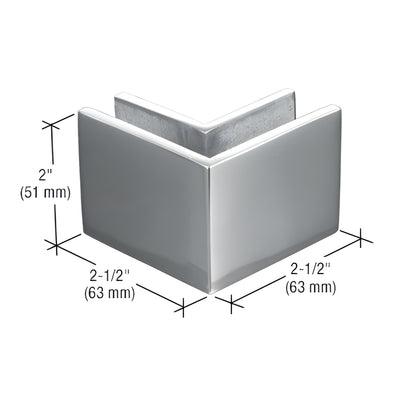 CRL 2-1/2" x 2" Polished SS 90° Outside Corner Storefront Clamp