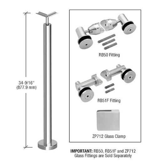 CRL Polished Stainless 36" P7 Corner Post Railing Kit - Sleek, Durable, Modern Design