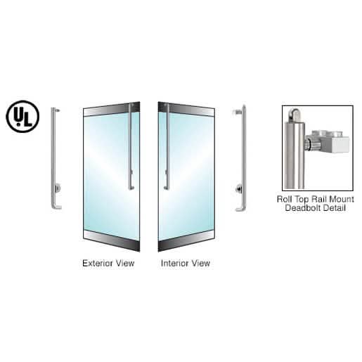 Brushed Stainless Left Hand Roll Top Rail Mount Cylinder/Thumbturn Deadbolt Handle