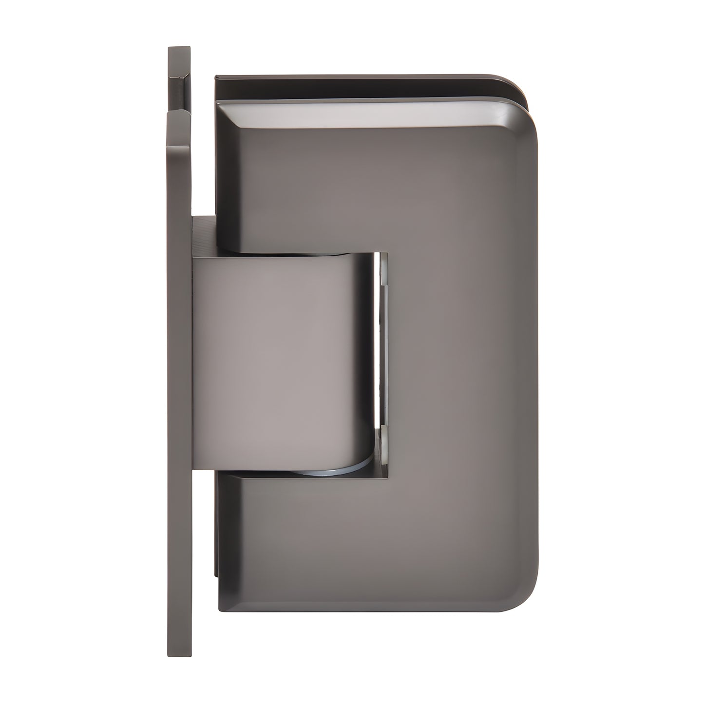 Matte gun-metal Cologne adjustable shower door hinge, brass wall-mount for 3/8-1/2" glass (SKU C0L337MGM)