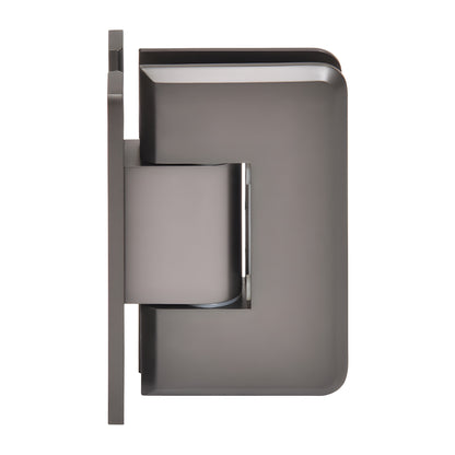 Matte gun-metal Cologne adjustable shower door hinge, brass wall-mount for 3/8-1/2" glass (SKU C0L337MGM)