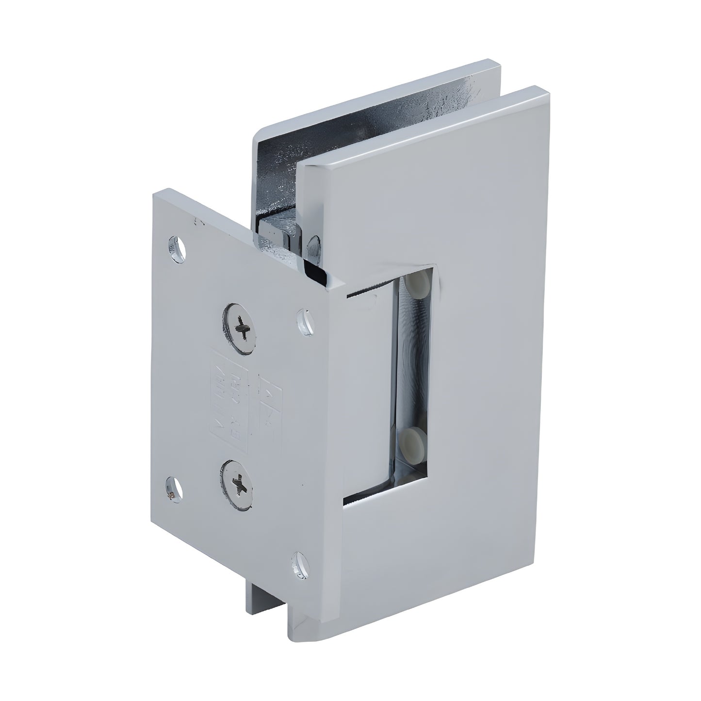CRL Vienna V1E074CH polished chrome brass shower hinge, square wall-mount short back plate for 3/8-1/2 glass.