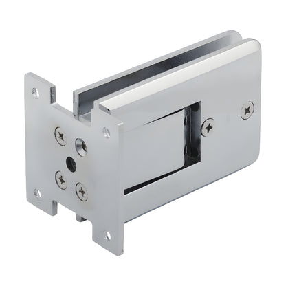 Polished chrome Atlas all-glass door hinge SKU ATL01CH - brass, double-acting, self-centering for 8-12mm tempered glass