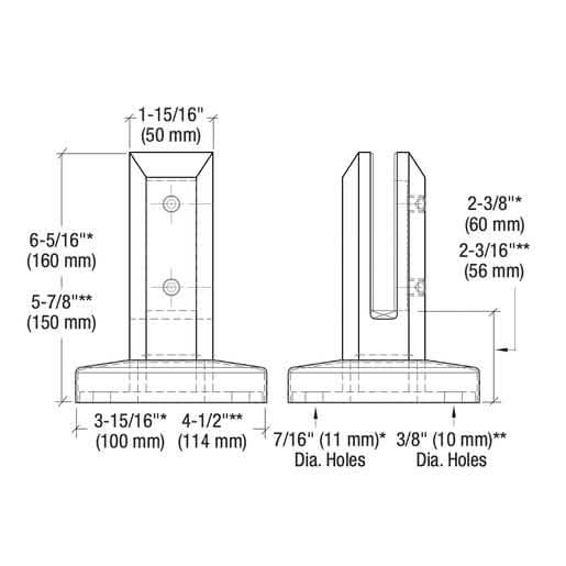 CRL Brushed Stainless Steel Square Surface Mount Friction Fit Spigot, 2205 - Stylish & Dur