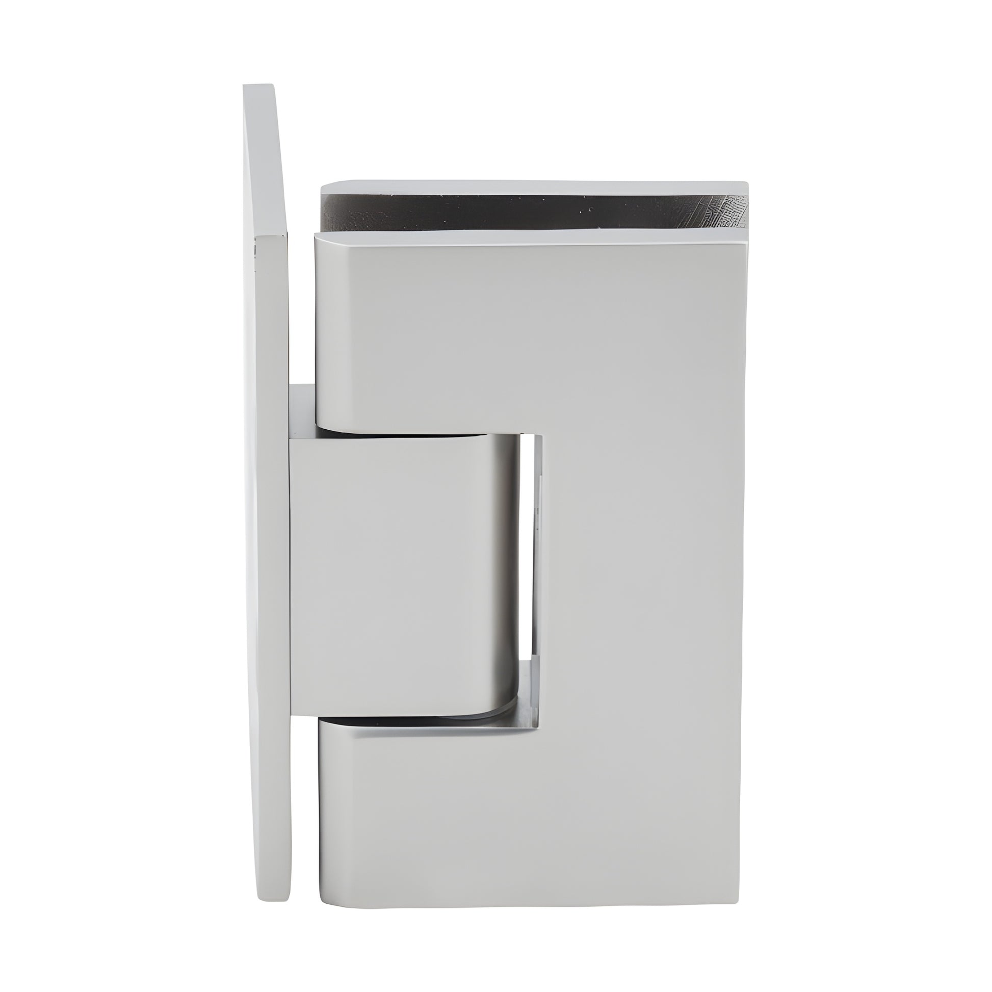 Satin nickel Geneva wall-mount shower hinge, solid brass offset back plate for 8-12mm glass (GEN044SN)