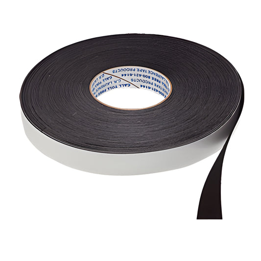 Black adhesive-backed moleskin tape roll (1 in. x 90), cushion/shim for glass channels and showcases - SKU C5901
