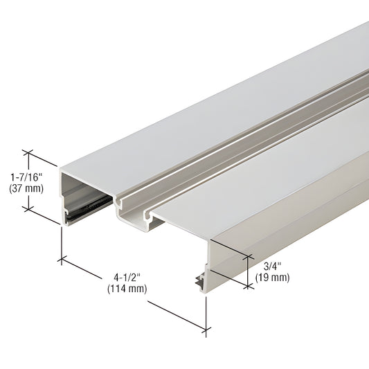 JS46011 clear anodized aluminum extrusion profile, 4-1/2" wide x 1-7/16" tall with 3/4" flange, architectural section
