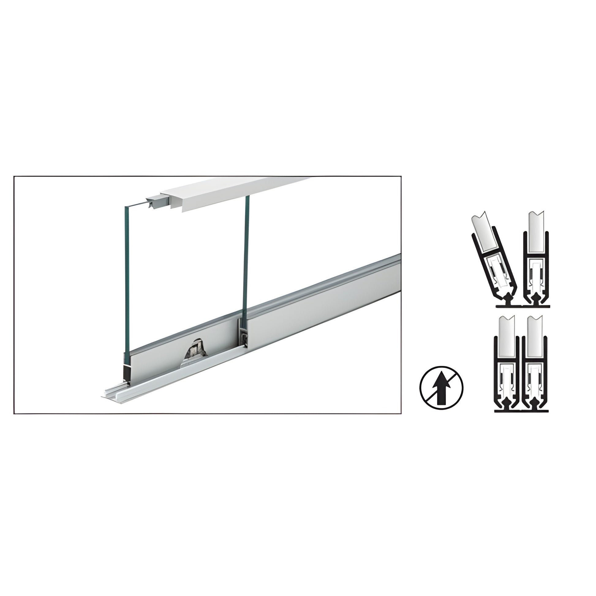 Satin anodized aluminum S710A36 security anti-lift H-bar and 36 in lower track assembly for sliding glass display cases.
