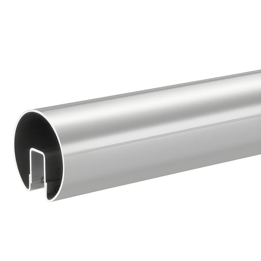Polished stainless steel 3 in cap rail with internal U-channel, 120 in length. SKU GR30PS