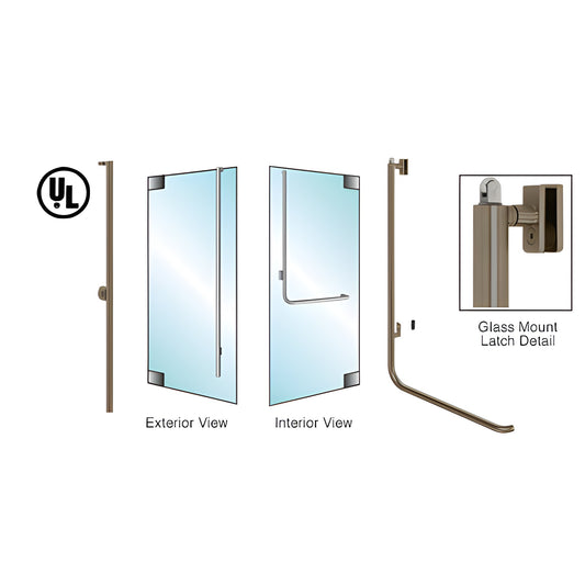 PA100FS4GK0RB oil-rubbed bronze panic handle for 1/2-3/4" glass doors, tubular ADA-compliant, top latch