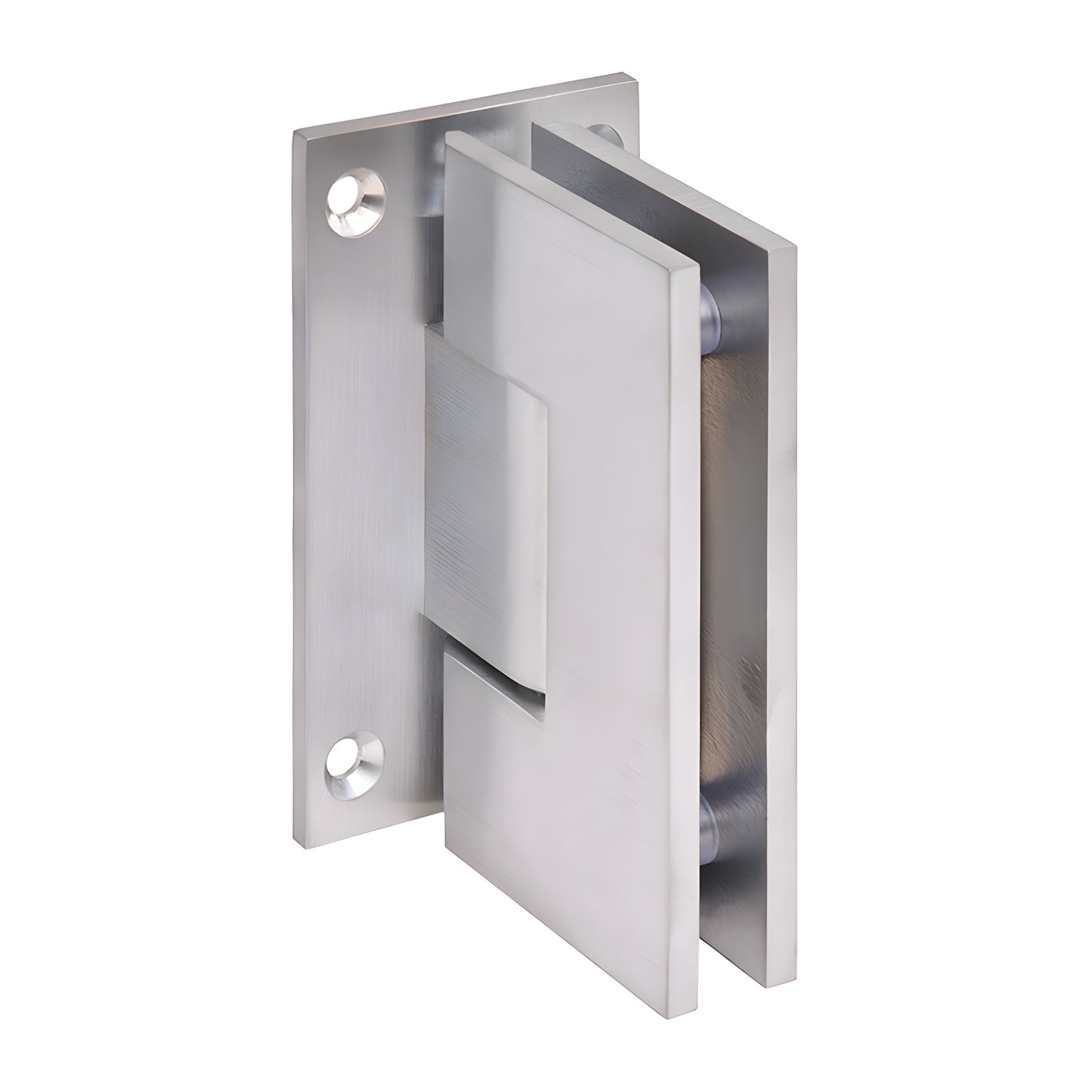 Brushed chrome Vienna glass shower hinge, wall-mount brass full back plate for 3/8-1/2" glass (SKU V1E037BCH)