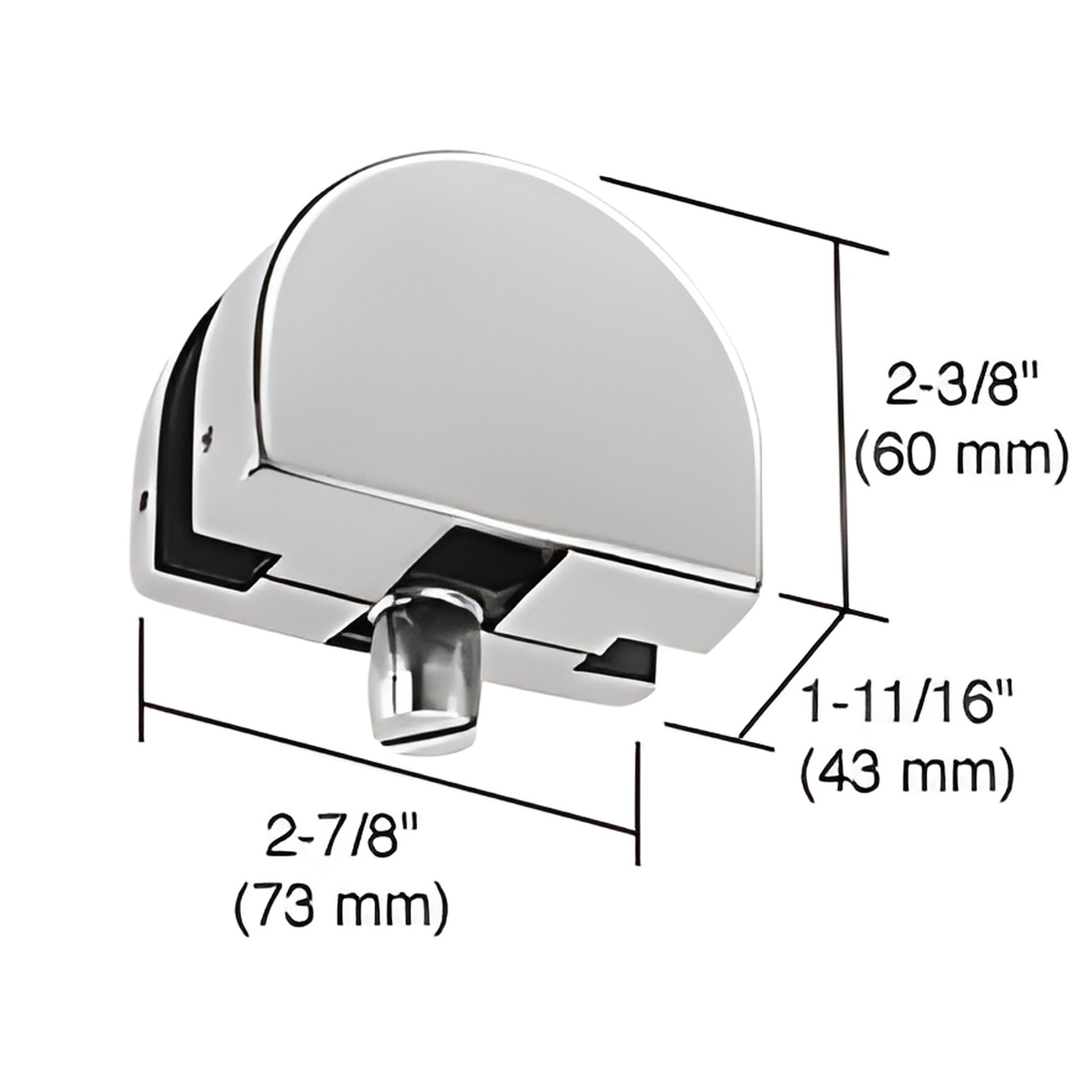 PTH23BS brushed stainless top transom pivot patch fitting for 3/8" or 1/2" glass, 2-7/8" 2-3/8"