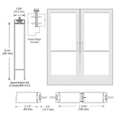 CRL-U.S. Aluminum Medium-Stile Geared Hinge Entry Door White KYNAR®