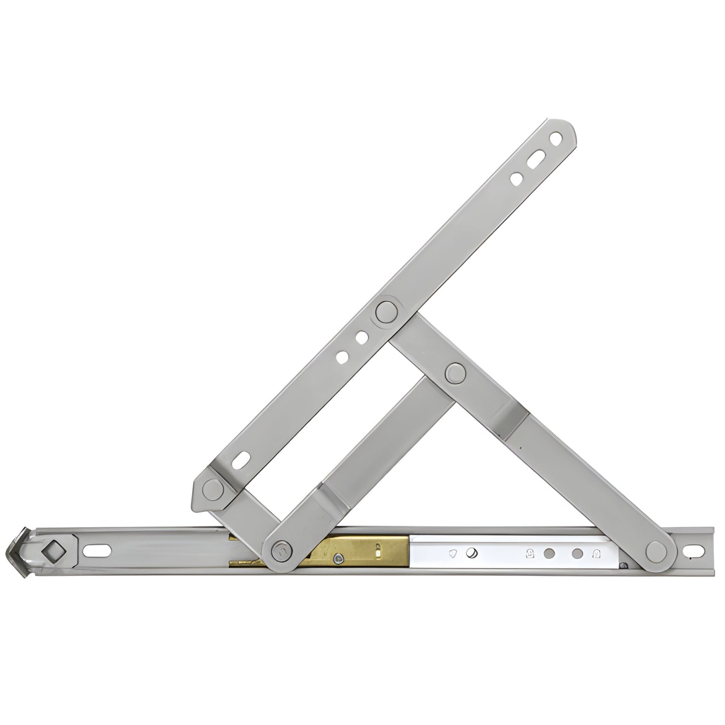 Heavy-duty 12" stainless steel concealed casement hinge, mill finish - SKU WH65742