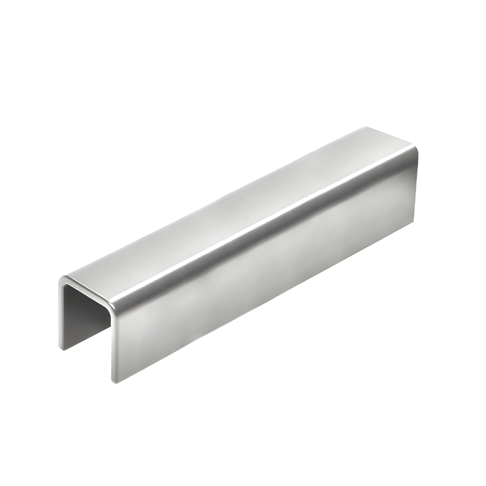 Polished stainless steel low-profile cap rail (SKU GRL107PS) for 3/4" glass, 120 in length.