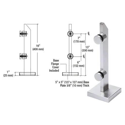 "CRL 316 Brushed Stainless Mini Post - Durable, Stylish Point Support for Glass Installati
