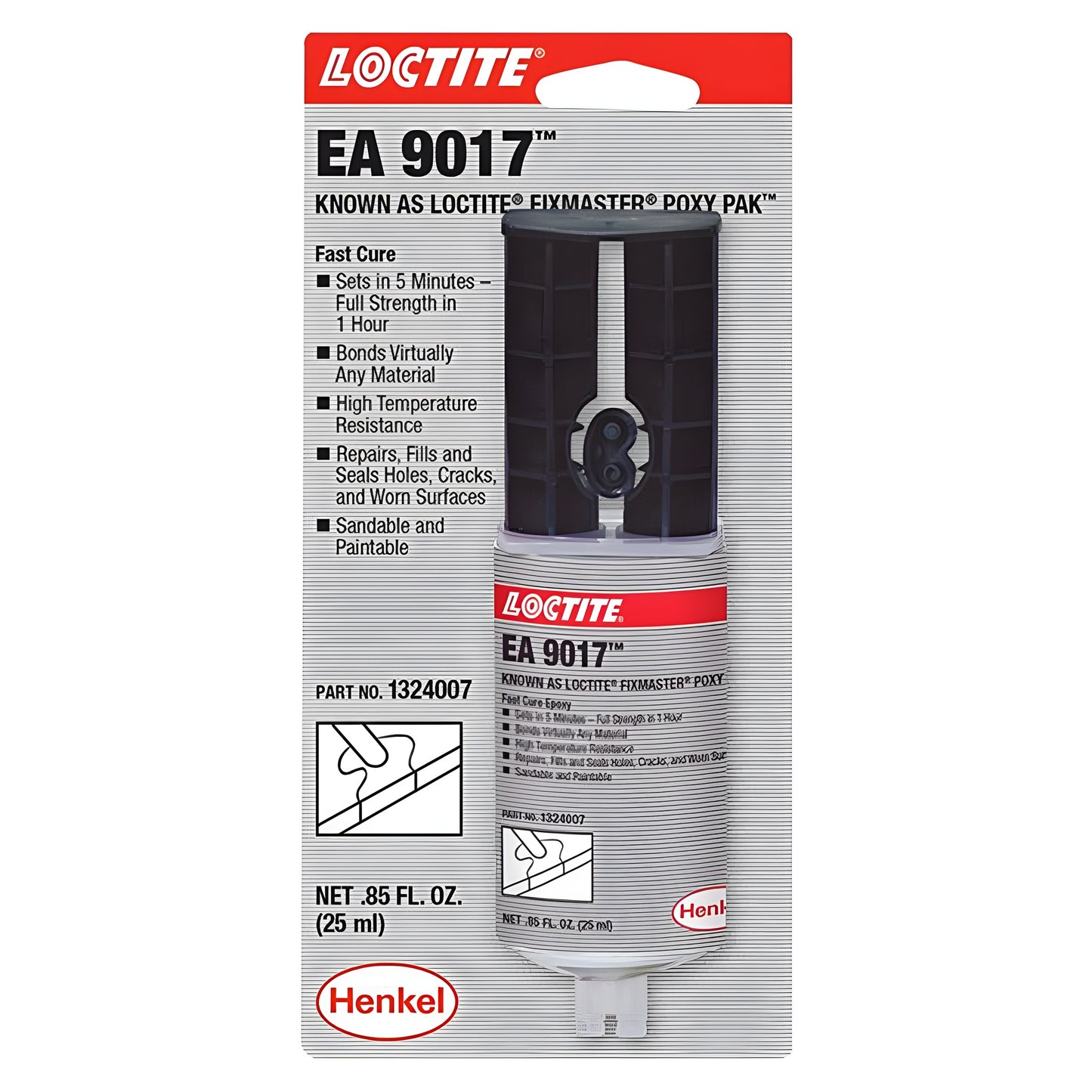 Loctite Poxy-Pak clear 1 oz dual-syringe epoxy adhesive in blister pack, fast-curing general-purpose repair epoxy (SKU 81120)