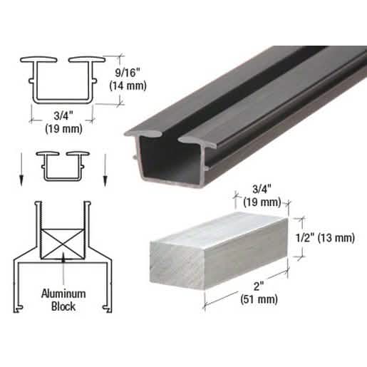 "CRL Bottom Rail Vinyl for 1/4" & 5/16" Glass - 12'' Length, Clear Finish, Durable Quality
